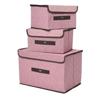Foto 1 | Cajas Organizadoras De Tela Plegables Con Tapas 3 Uds. Eo Safe Imports Esi-20498 Rosa