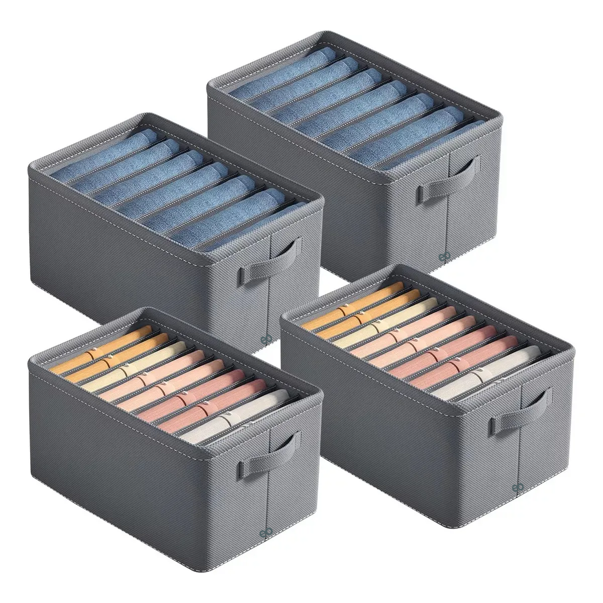 Foto 2 pulgar | 4pzs Organizador De Ropa De Armario Para Jeans  Eo Safe Imports Esi-20497 Gris
