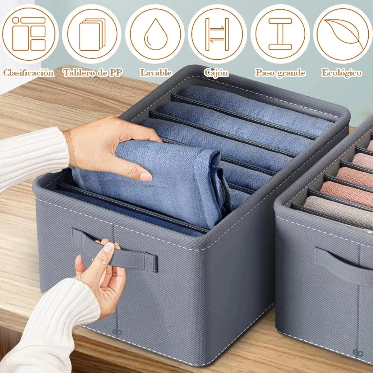 Foto 3 pulgar | 4pzs Organizador De Ropa De Armario Para Jeans  Eo Safe Imports Esi-20497 Gris
