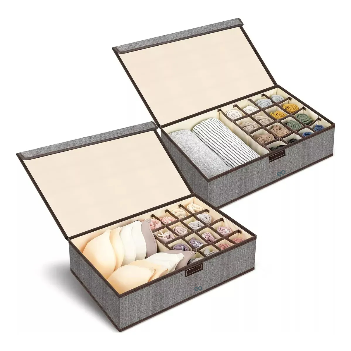 Foto 2 pulgar | Plegable Organizadores Ropa Interior Cajas Almacenamiento2pc  Eo Safe Importsesi-20500 Gris