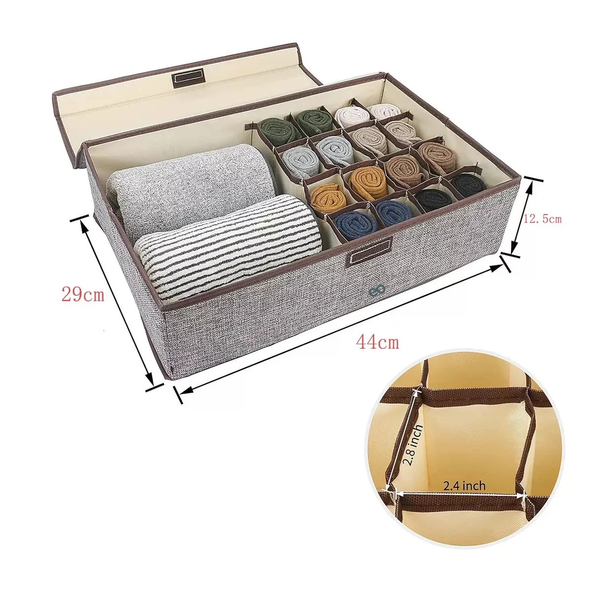 Foto 3 pulgar | Plegable Organizadores Ropa Interior Cajas Almacenamiento2pc  Eo Safe Importsesi-20500 Gris