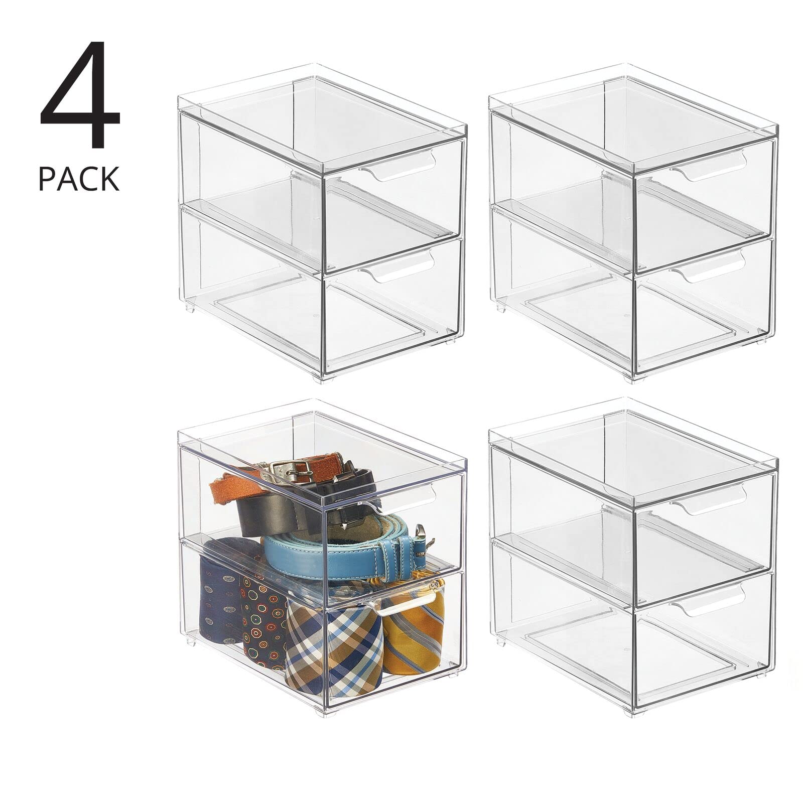 Foto 2 | Contenedores De Almacenamiento Mdesign Apilables Con 2 Cajones Extraíbles  Paquete De 4 - Venta Internacional.