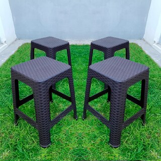 Foto 5 | Bancos de Plástico tipo Rattan Para Jardín o Casa 4 Piezas