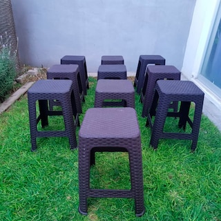 Foto 5 | Bancos de Plástico Hanlob tipo Rattan para Jardín o Casa 10 Piezas