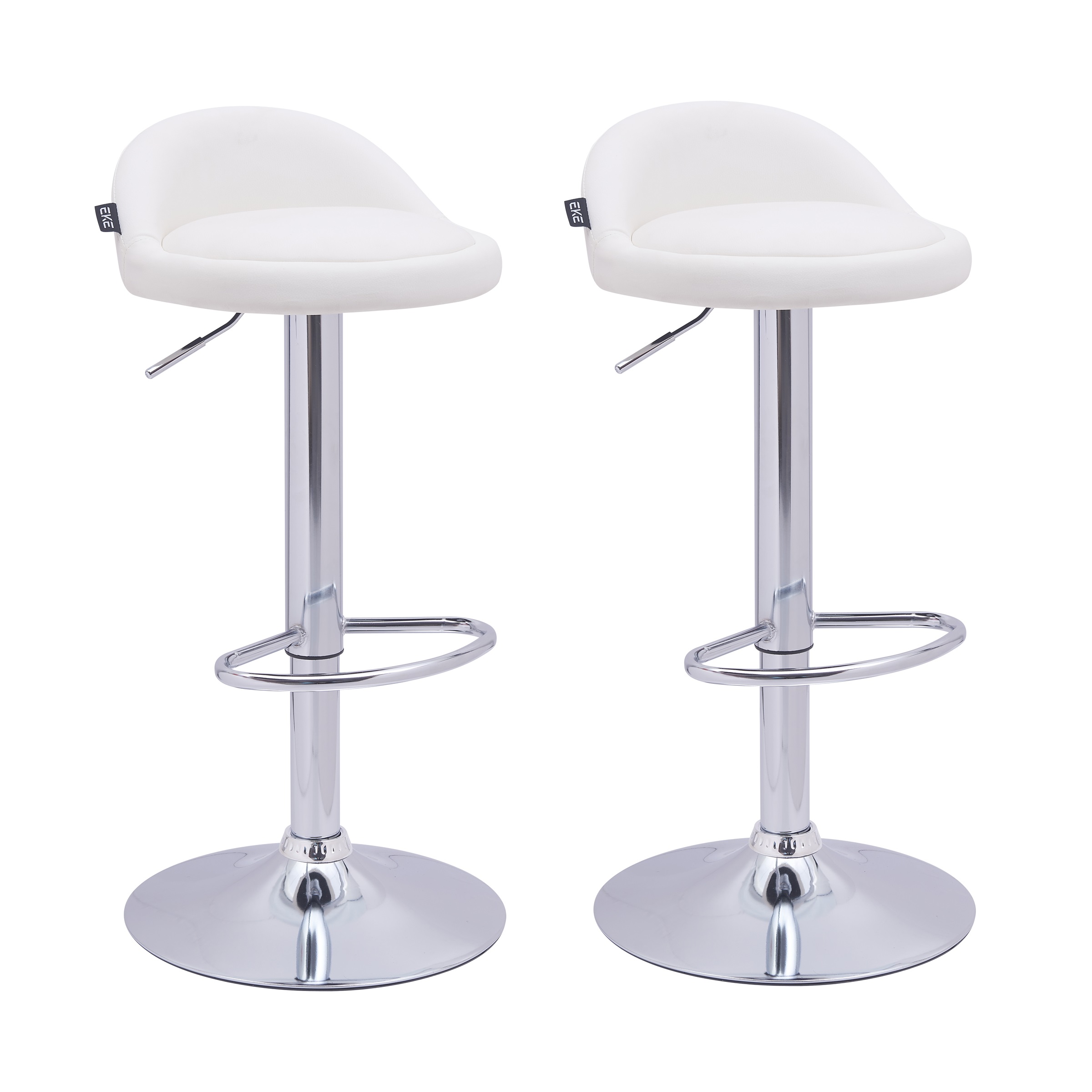 Bancos Giratorios Modernos color Blanco con Respaldo 2 Piezas