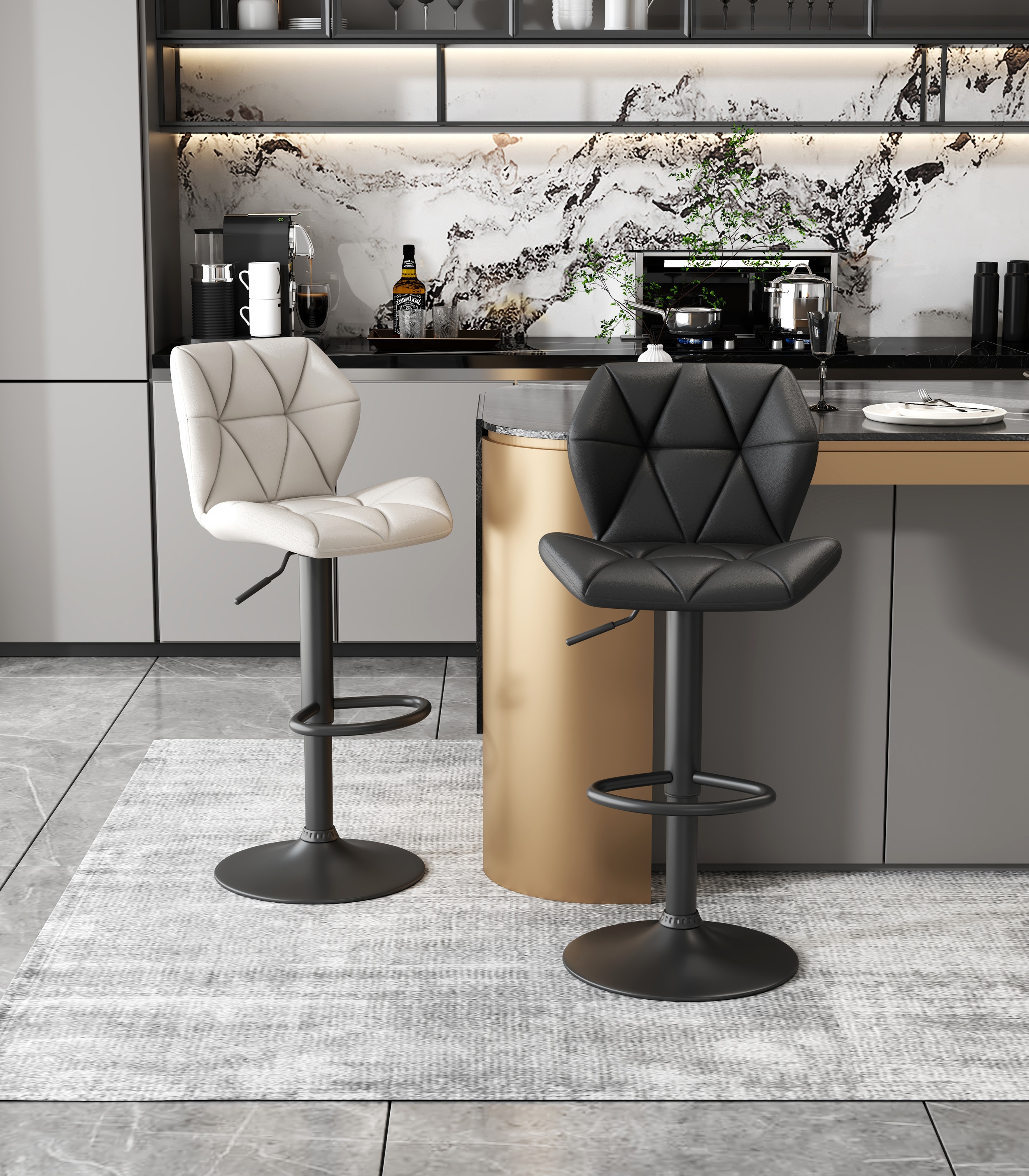 Foto 4 | Banco EKE Life Home 2040 Negro Giratorio Moderno con Respaldo para Cocina o barra