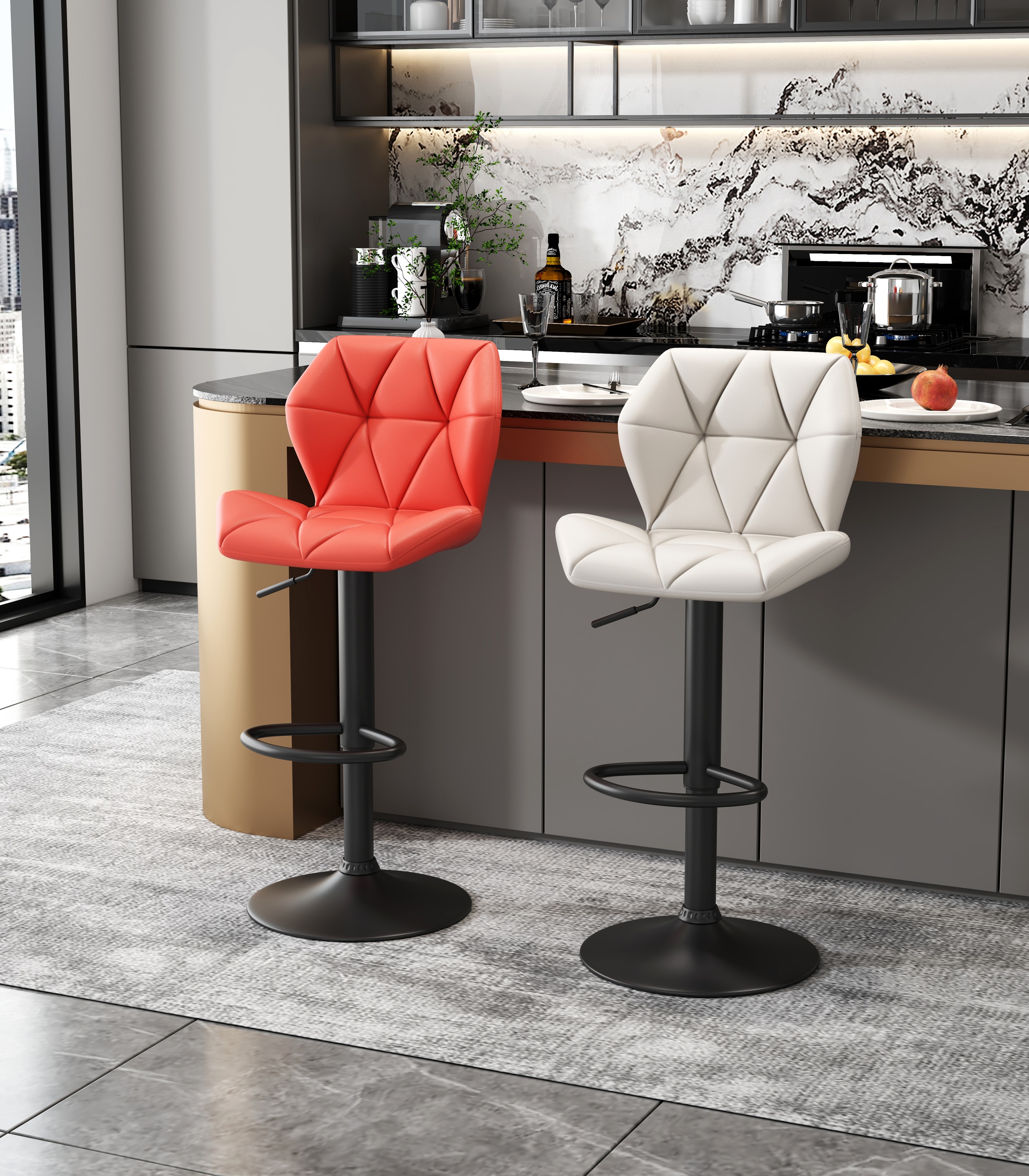 Foto 5 | Banco EKE Life Home 2040 Blanco Giratorio Moderno con Respaldo para Cocina o barra