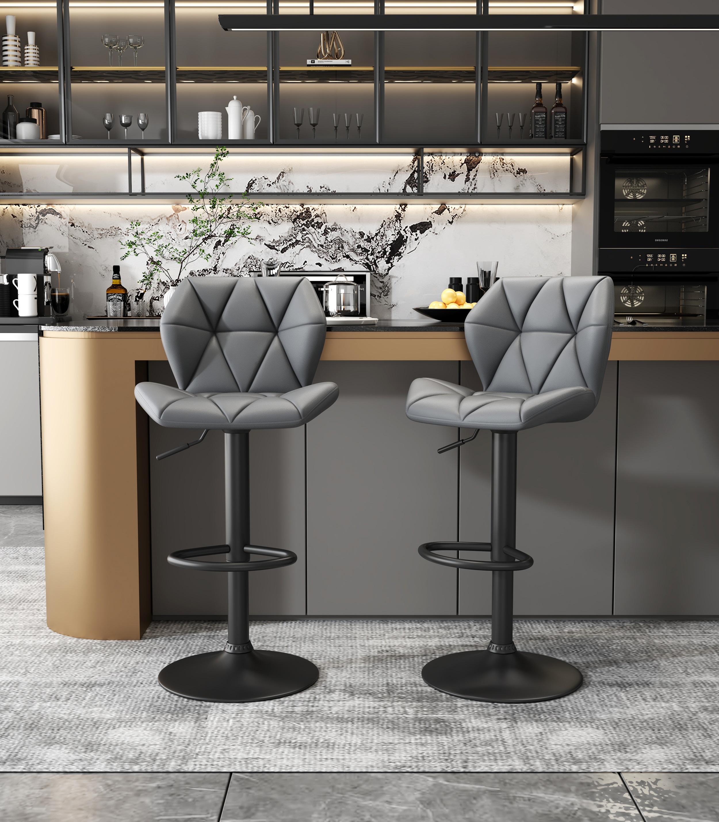Foto 7 | Banco EKE Life Home 2040 Gris Giratorio Moderno con Respaldo para Cocina o Barra