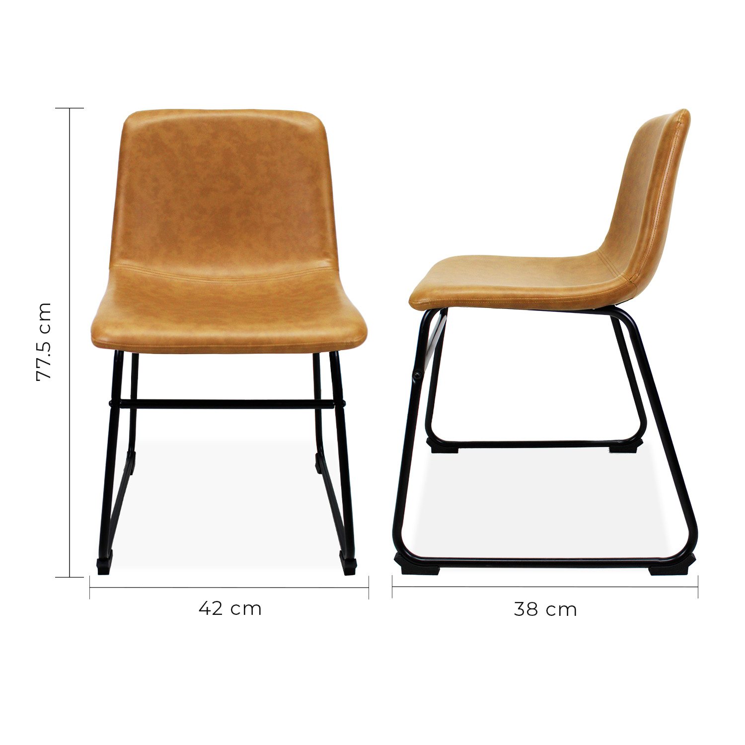 Foto 7 pulgar | Set de 2 Sillas de Comedor Phoenix Mundoin Tapizado Pu Acero color Café