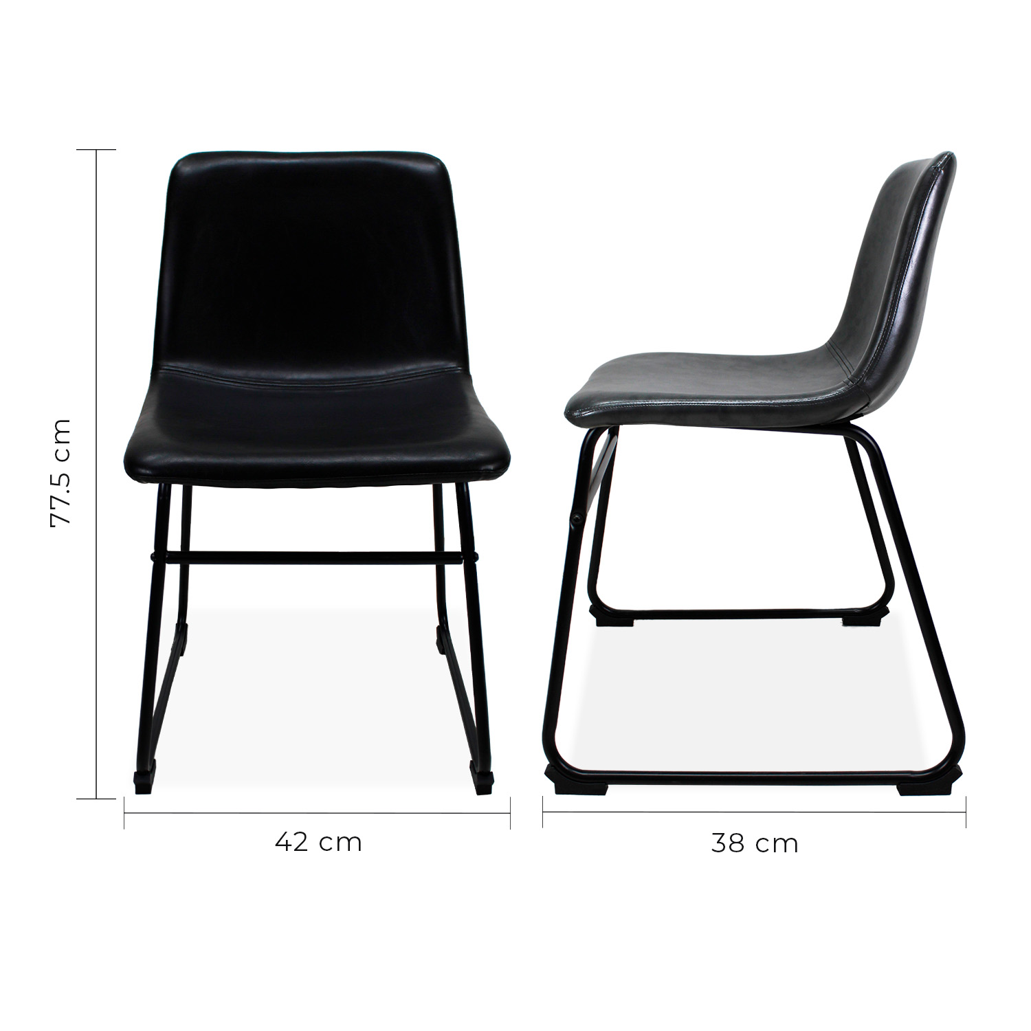 Foto 7 pulgar | Set de 2 Sillas De Comedor Phoenix Mundoin Tapizado Pu Acero color Negro