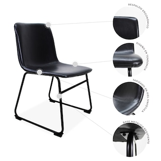 Foto 7 | Set de 2 Sillas De Comedor Phoenix Mundoin Tapizado Pu Acero color Negro