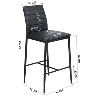 Foto 7 | Juego de 2 Bancos con Respaldo Home Make Ann Barstool A Negros