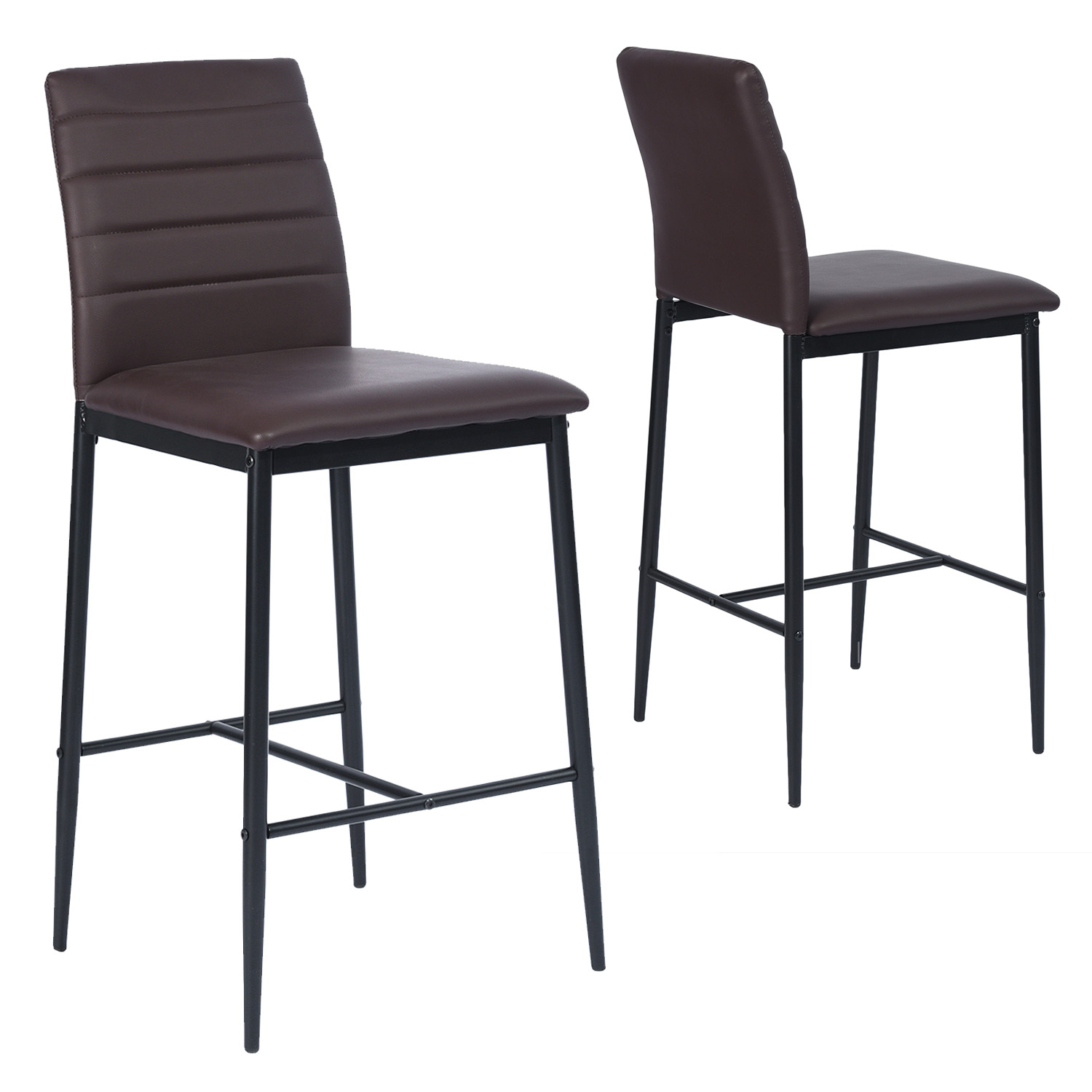 Foto 1 | Juego de Bancos con Respaldo Homemake Ann Barstool Brown A 2 Piezas color Marrón