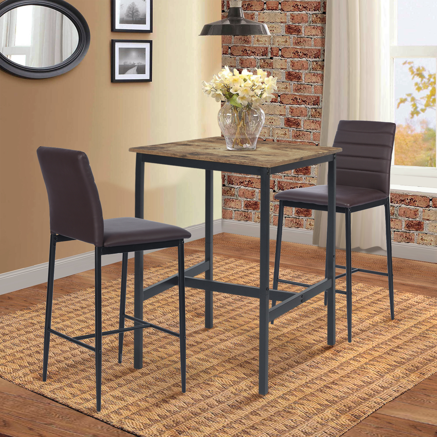 Foto 5 | Juego de Bancos con Respaldo Homemake Ann Barstool Brown A 2 Piezas color Marrón