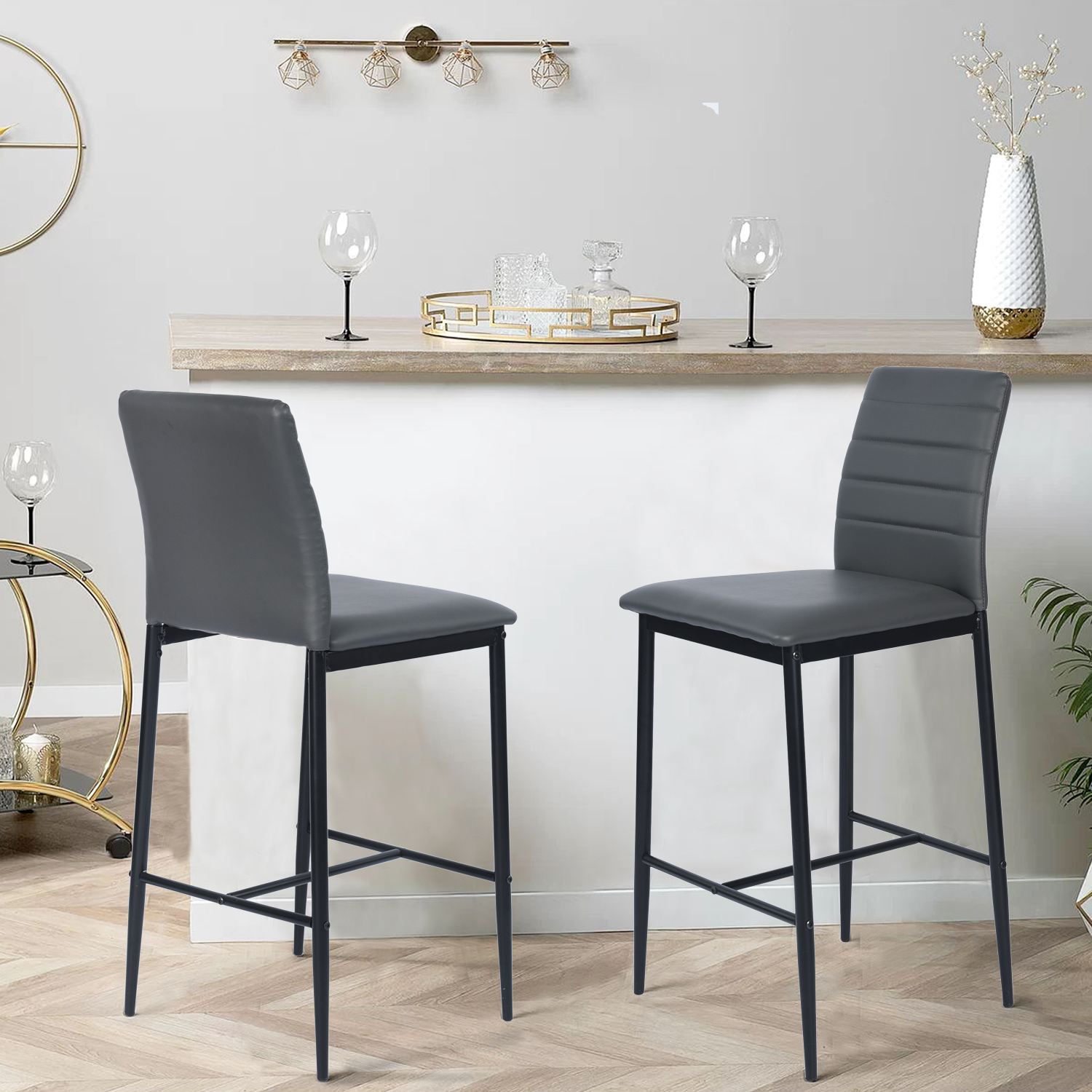 Foto 6 pulgar | Bancos Homemake Ann Barstool Grises 2 Piezas