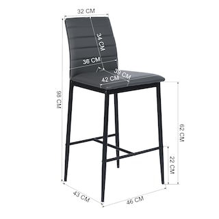 Foto 7 | Bancos Homemake Ann Barstool Grises 2 Piezas