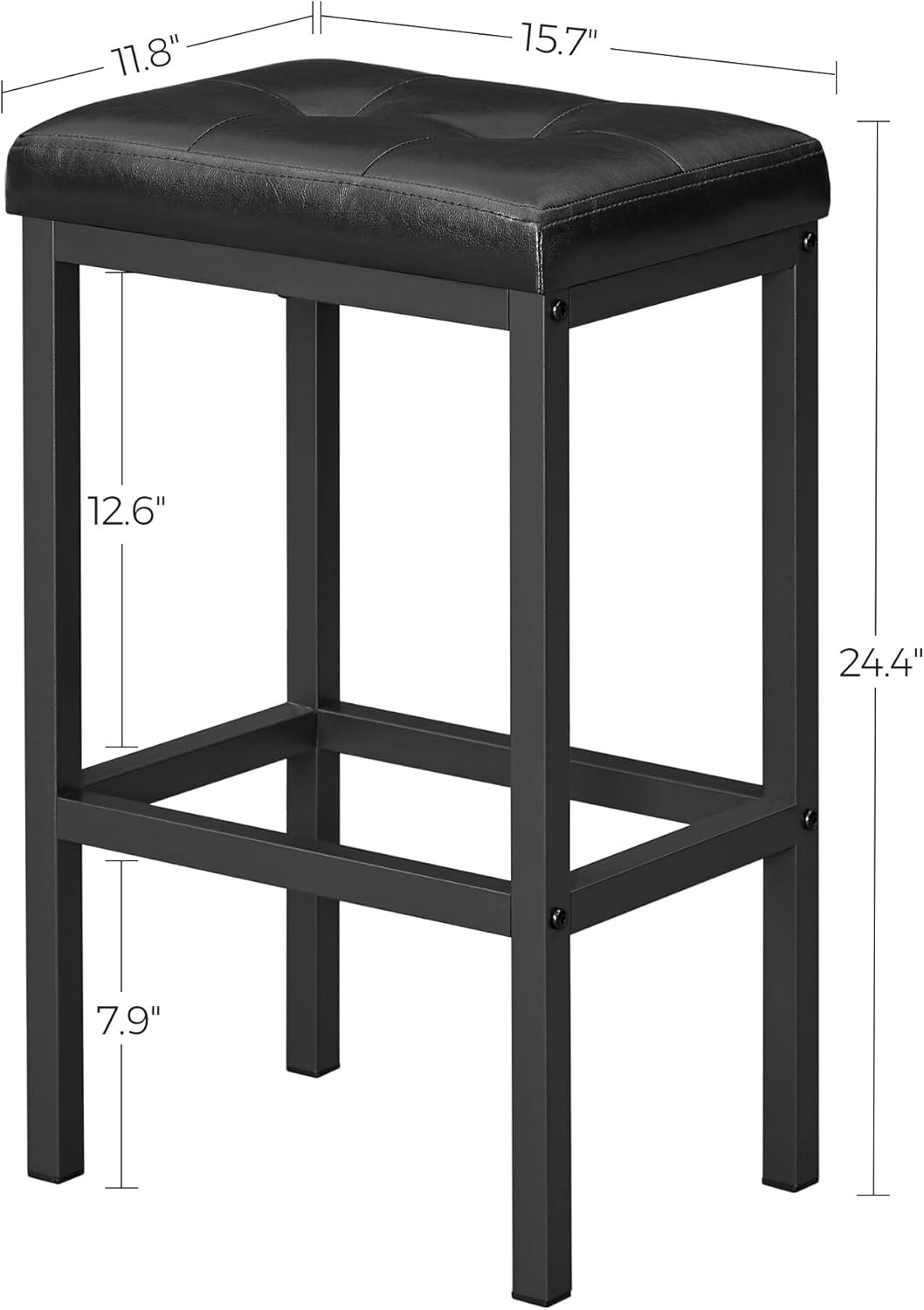 Foto 5 pulgar | Taburetes De Bar Vasagle, Piel Sintética Negra Y Estructura De Metal (juego De