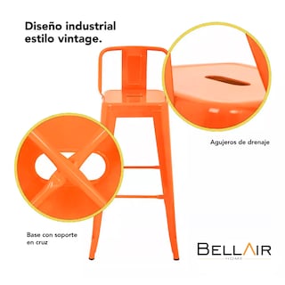 Foto 3 | 4 Bancos Altos Con Respaldo Silla Tolix Vintage Bellair