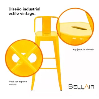 Foto 3 | 4 Bancos Altos Con Respaldo Silla Tolix Vintage Bellair