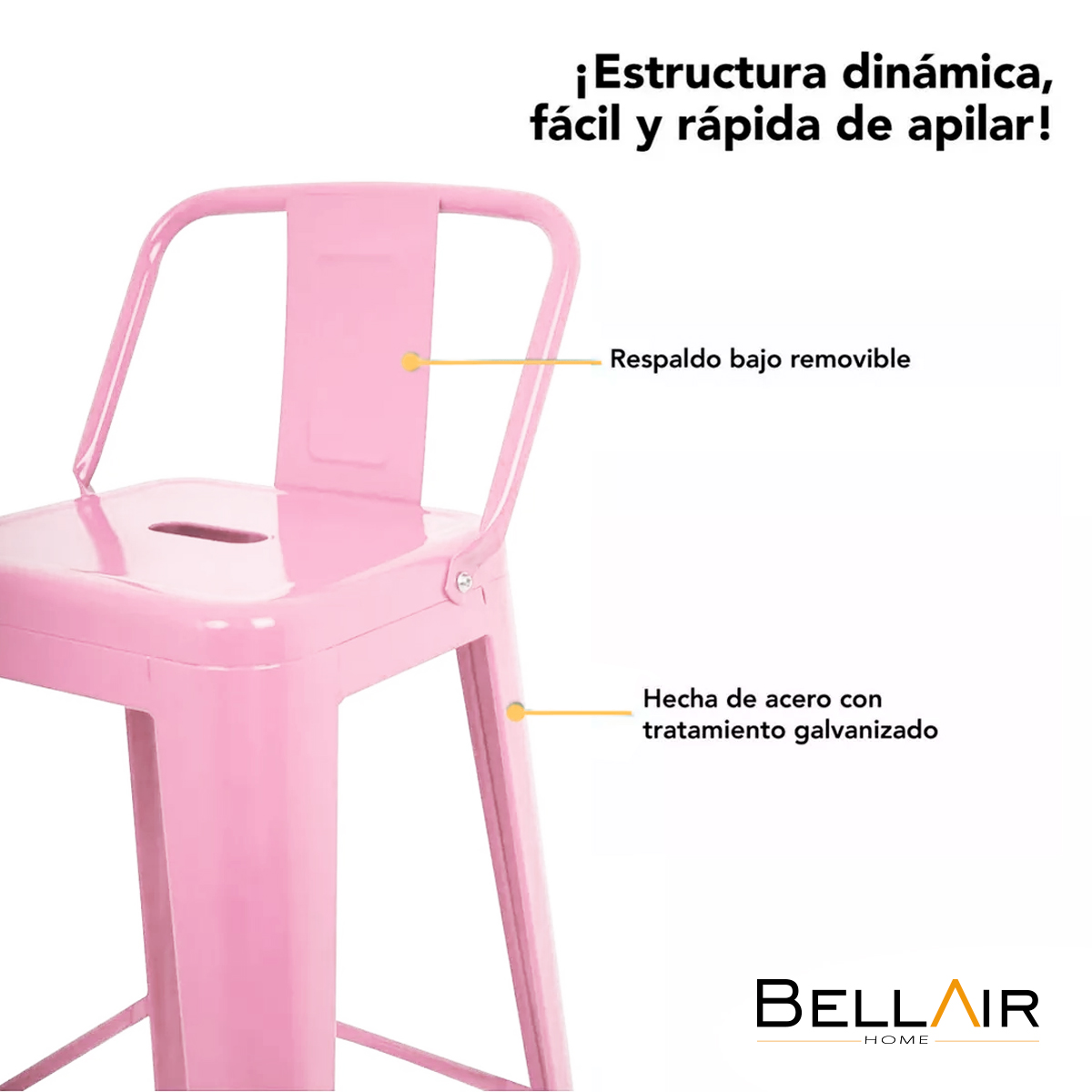 Foto 4 | 4 Bancos Altos Con Respaldo Silla Tolix Vintage Bellair