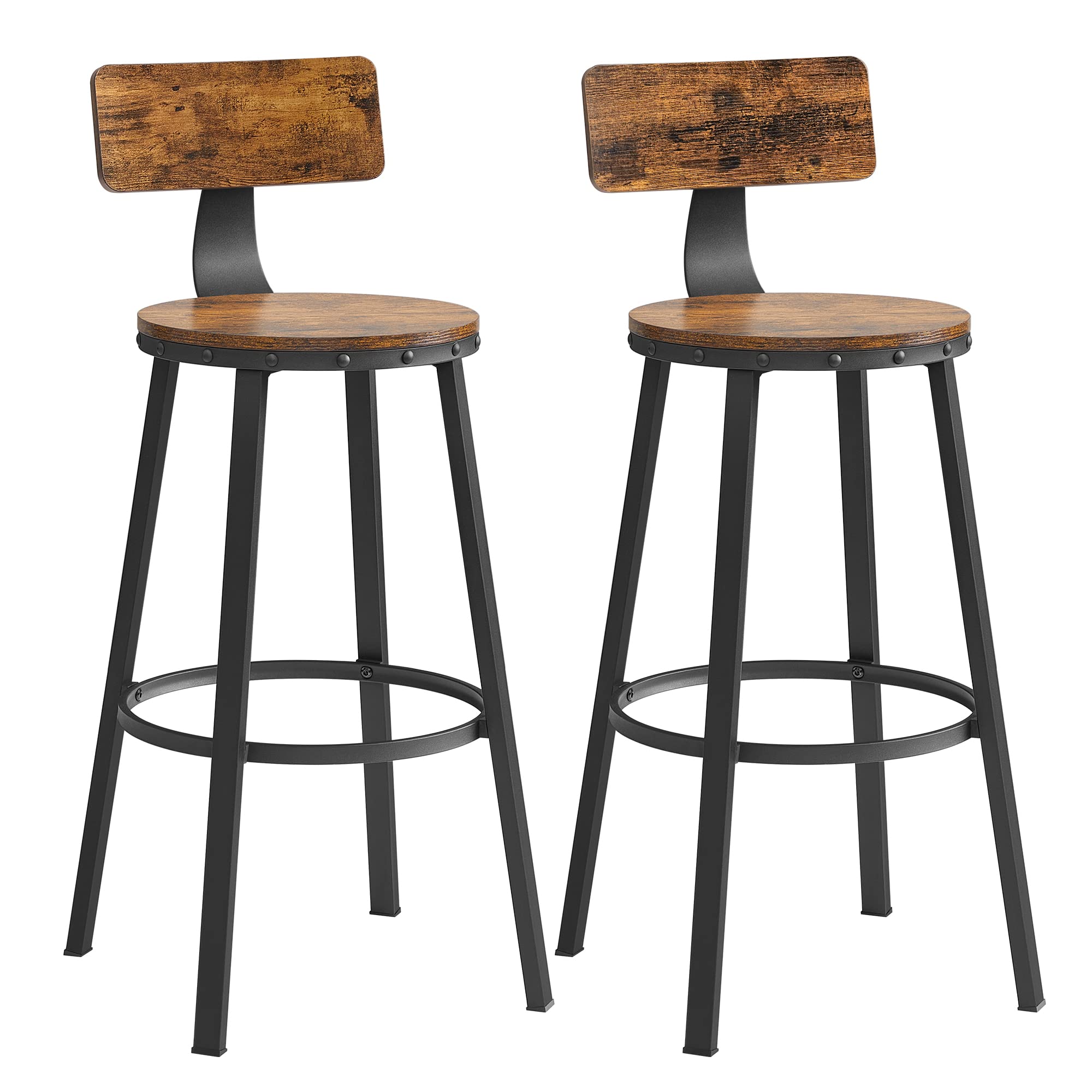Taburetes De Bar Vasagle, Taburetes De Bar Altos Con Respaldo, Juego De 2 $1,624