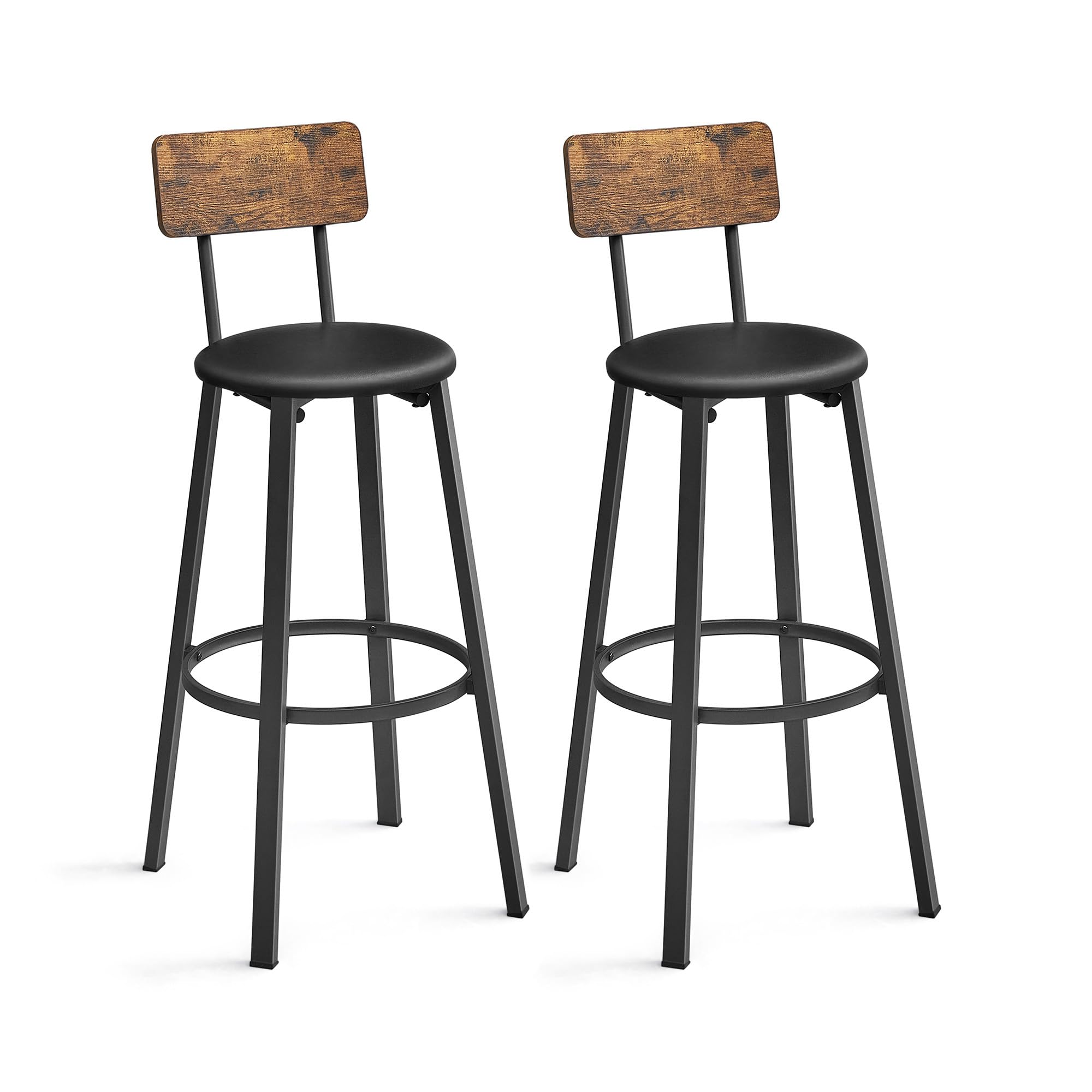 Juego De 2 Taburetes De Bar Vasagle Tapizados En Poliuretano De 75 Cm Con Respaldo $1,490
