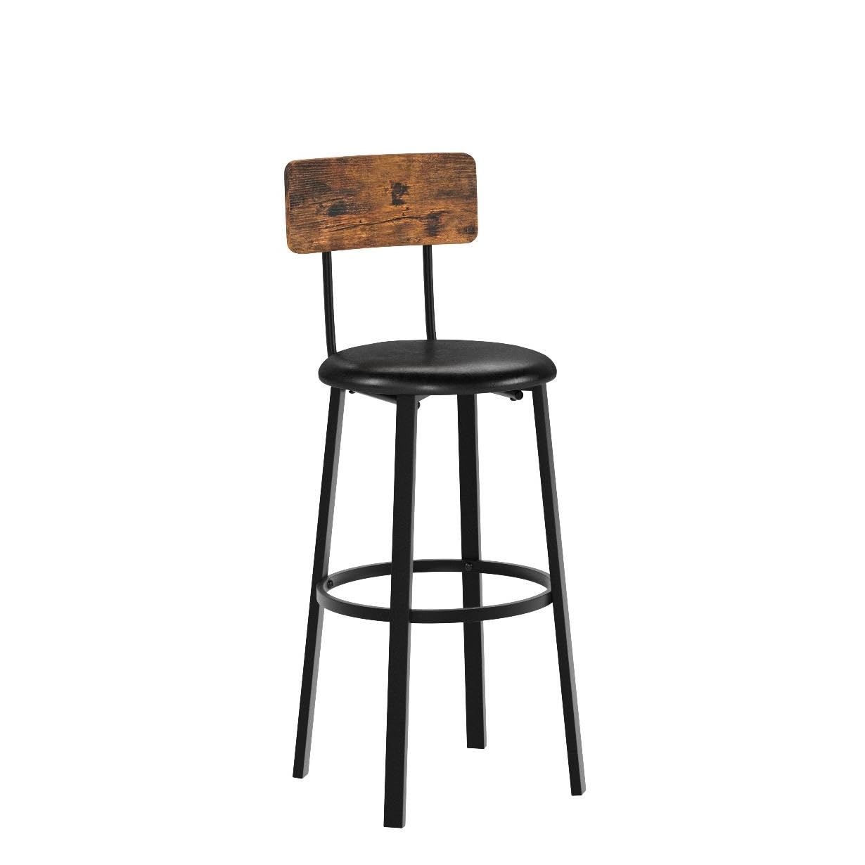 Foto 5 pulgar | Juego De 2 Taburetes De Bar Vasagle Tapizados En Poliuretano De 75 Cm Con Respaldo