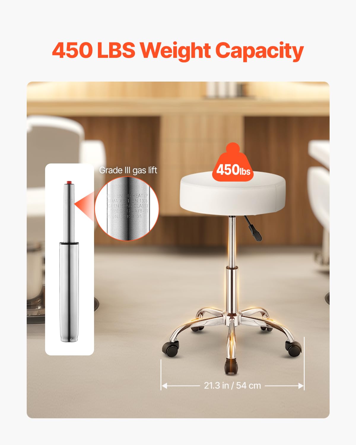 Foto 4 pulgar | Taburete Rodante Vevor De 450 Kg De Capacidad Con Ruedas Y Ajuste De Altura - Venta Internacional.