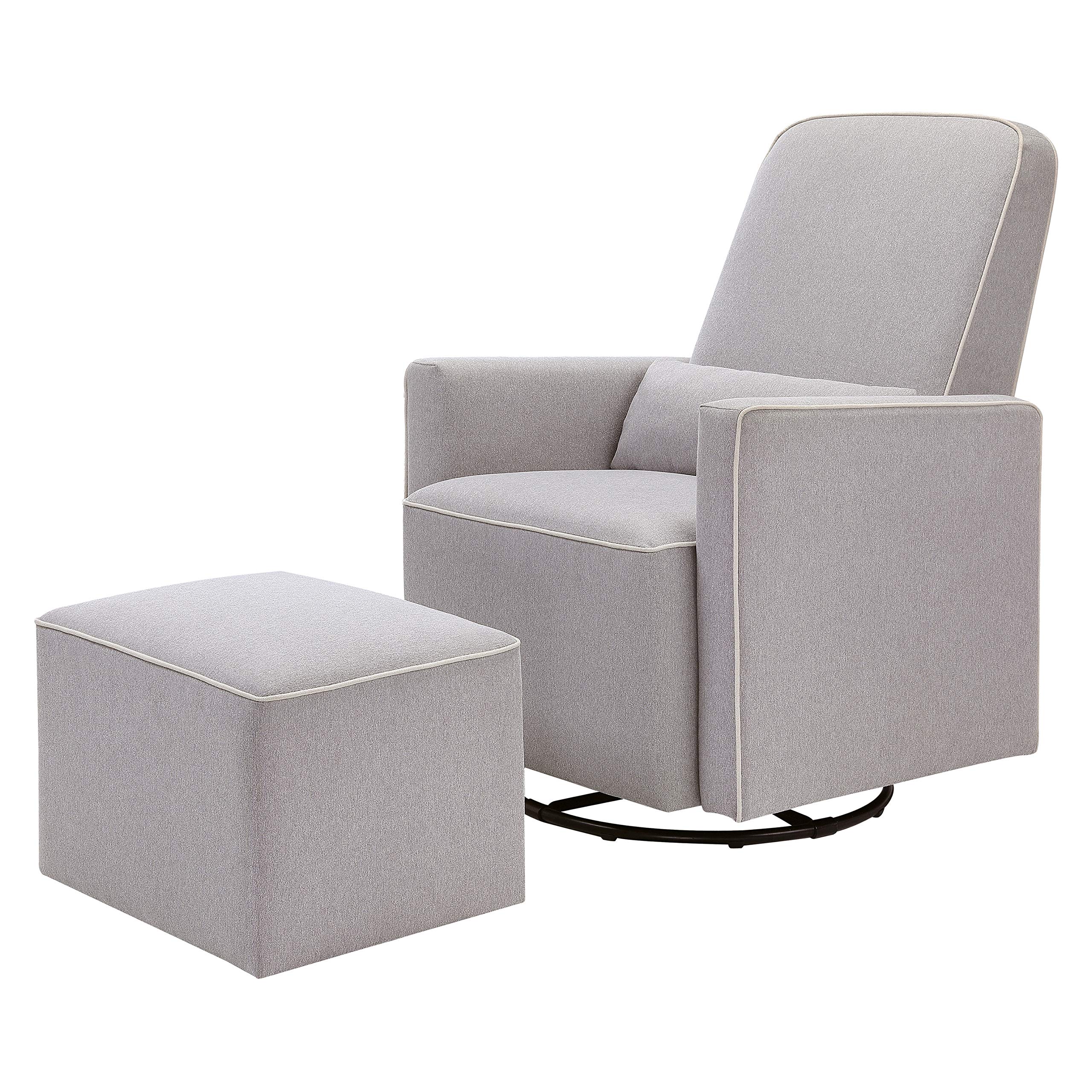 Planeador Giratorio Con Reposapiés Davinci, Tapizado En Color Oliva, Gris - Venta Internacional.