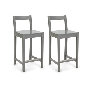 Foto 1 | Taburete De Bar Amazon Basics De Madera Con Respaldo Gris, Juego De 2 - Venta Internacional.