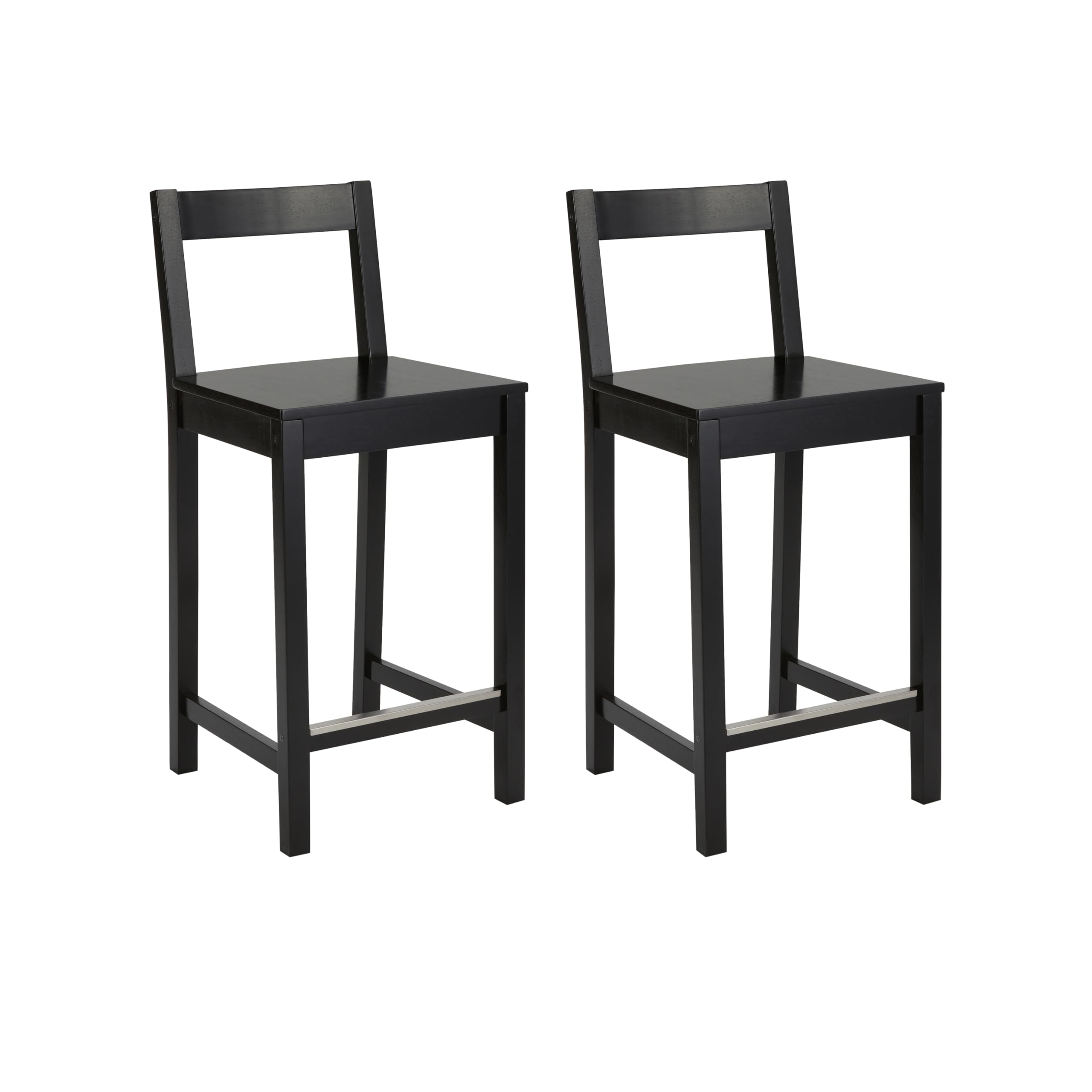 Foto 2 pulgar | Taburete De Bar Amazon Basics De Madera Con Respaldo Negro, Juego De 2 - Venta Internacional.