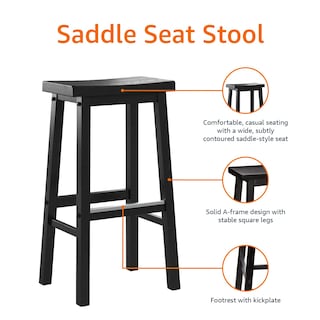 Foto 4 | Taburete Amazon Basics De Madera Maciza Con Asiento De 29 Pulgadas, Negro - Venta Internacional.
