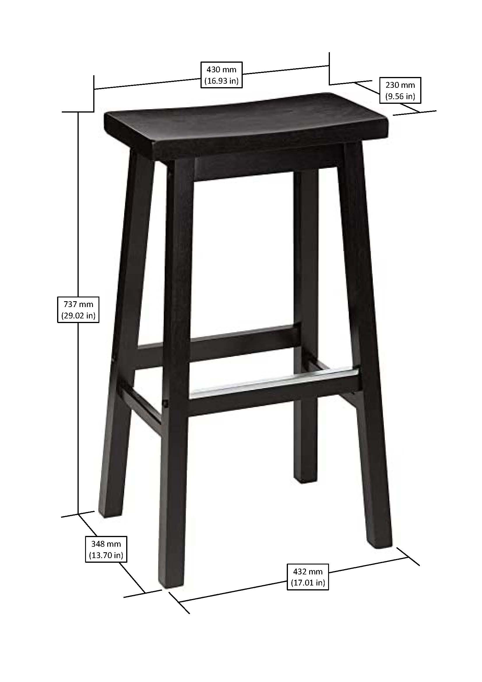 Foto 6 pulgar | Taburete Amazon Basics De Madera Maciza Con Asiento De 29 Pulgadas, Negro - Venta Internacional.