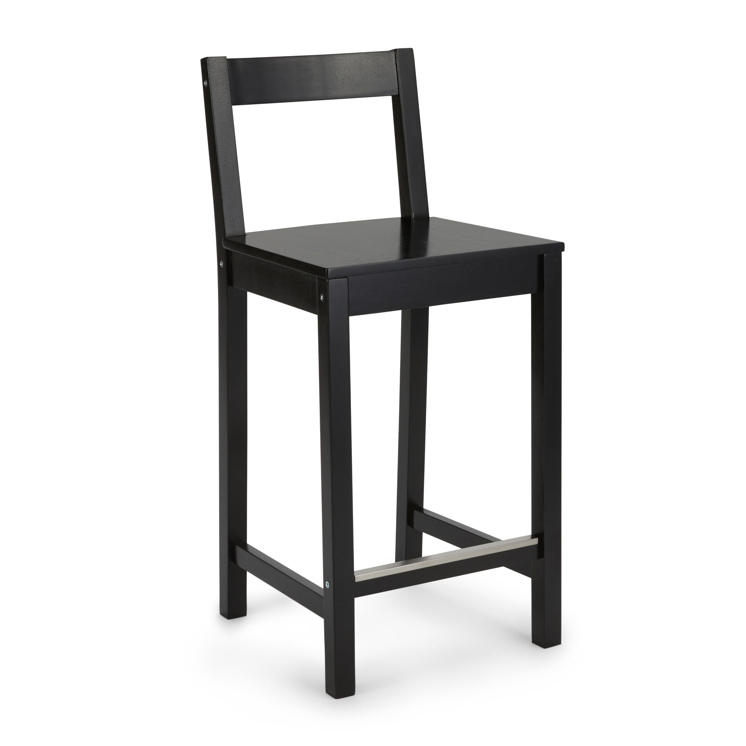 Foto 2 pulgar | Taburete De Bar Amazon Basics De Madera Con Respaldo Negro - Venta Internacional.