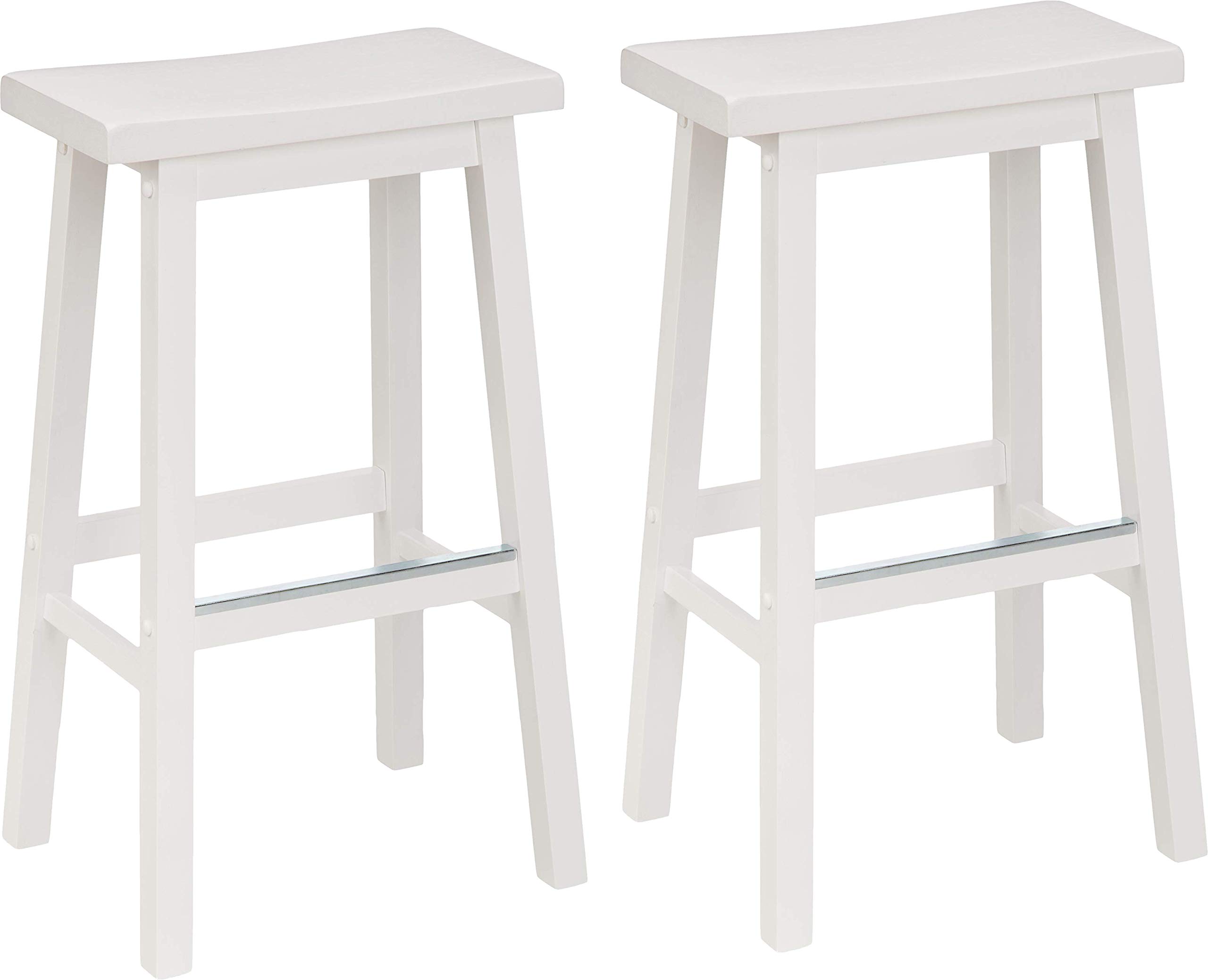 Foto 2 pulgar | Taburete Amazon Basics De Madera Maciza Con Asiento De Madera Maciza, Color Blanco, Juego De 2 - Venta Internacional.