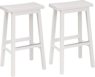 Foto 1 | Taburete Amazon Basics De Madera Maciza Con Asiento De Madera Maciza, Color Blanco, Juego De 2 - Venta Internacional.