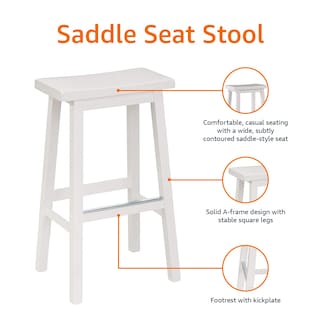 Foto 4 | Taburete Amazon Basics De Madera Maciza Con Asiento De Madera Maciza, Color Blanco, Juego De 2 - Venta Internacional.