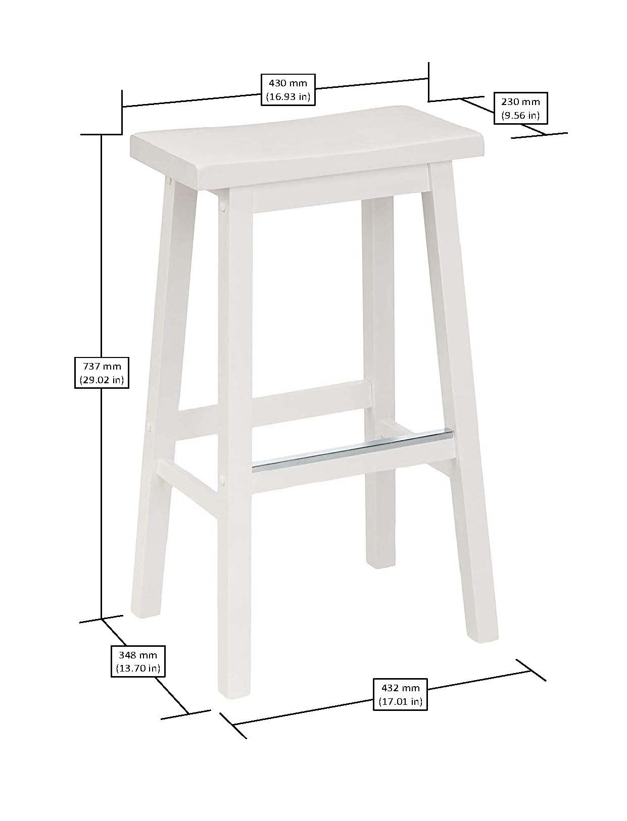 Foto 6 pulgar | Taburete Amazon Basics De Madera Maciza Con Asiento De Madera Maciza, Color Blanco, Juego De 2 - Venta Internacional.