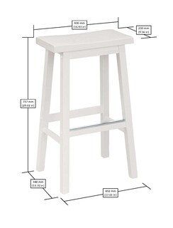 Foto 5 | Taburete Amazon Basics De Madera Maciza Con Asiento De Madera Maciza, Color Blanco, Juego De 2 - Venta Internacional.