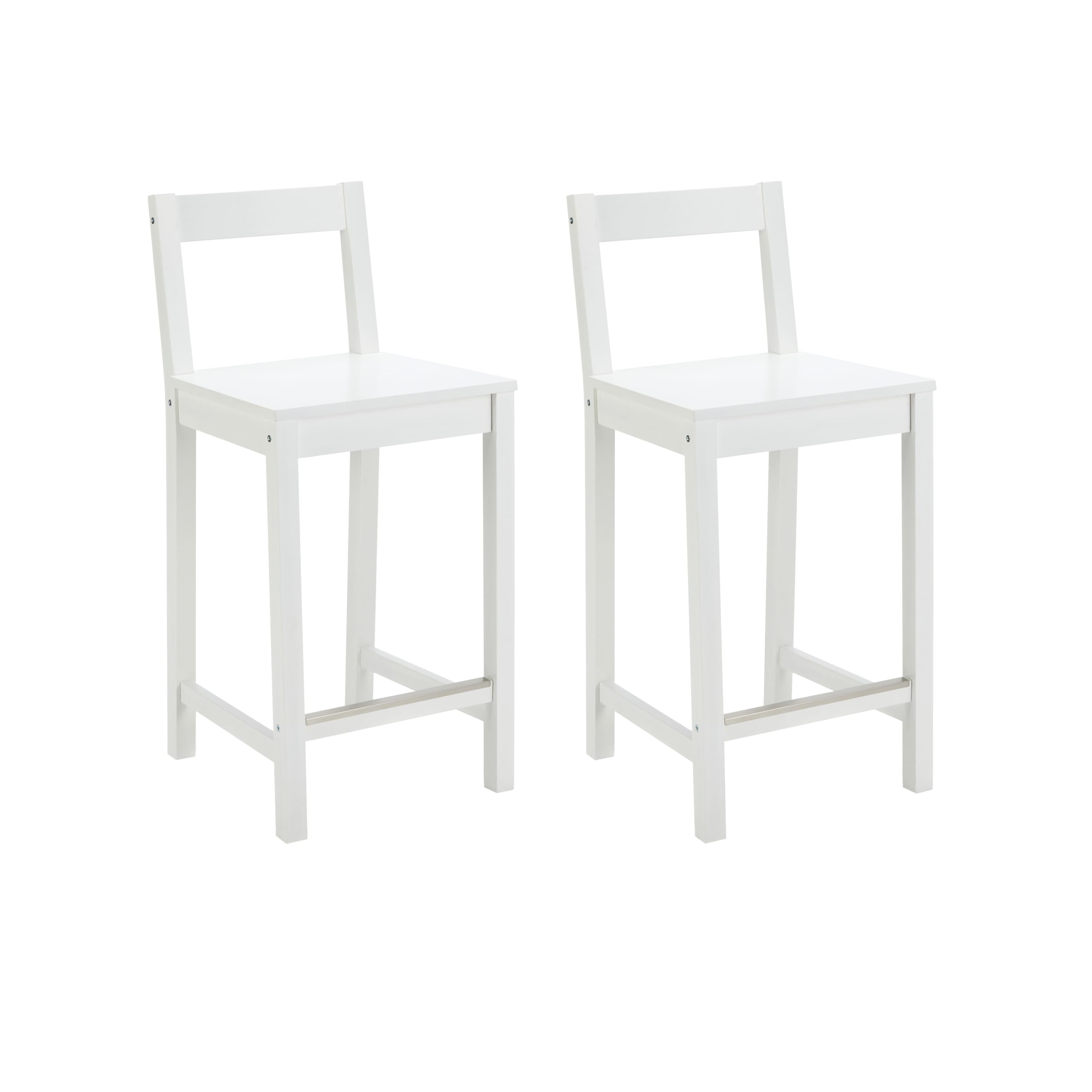 Foto 2 pulgar | Taburete De Bar Amazon Basics De Madera Con Respaldo Blanco, Juego De 2 - Venta Internacional.