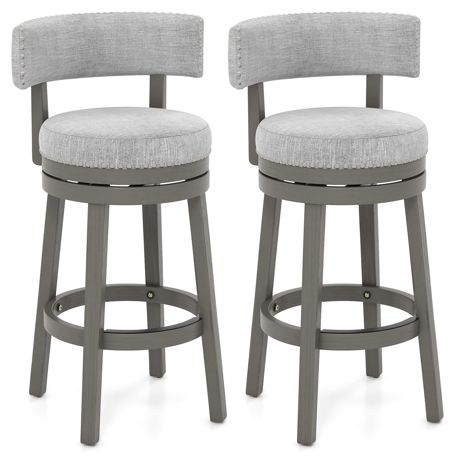 Foto 1 | Taburetes De Bar Costway, Juego De 2 Taburetes De Bar Giratorios De 31 Pulgadas, Color Gris - Venta Internacional.