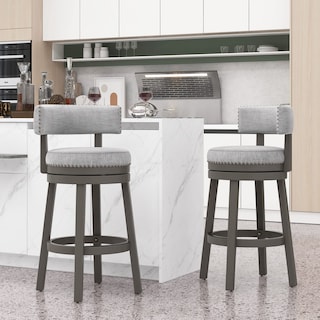 Foto 2 | Taburetes De Bar Costway, Juego De 2 Taburetes De Bar Giratorios De 31 Pulgadas, Color Gris - Venta Internacional.