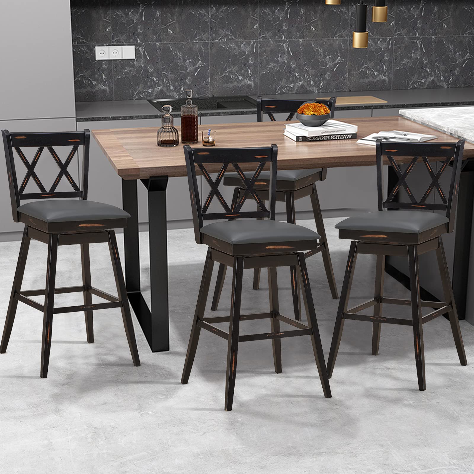 Foto 3 | Taburete De Bar Costway Giratorio De 360°, 75 Cm De Altura, Juego De 2 - Venta Internacional.