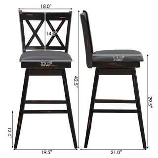 Foto 7 | Taburete De Bar Costway Giratorio De 360°, 75 Cm De Altura, Juego De 2 - Venta Internacional.