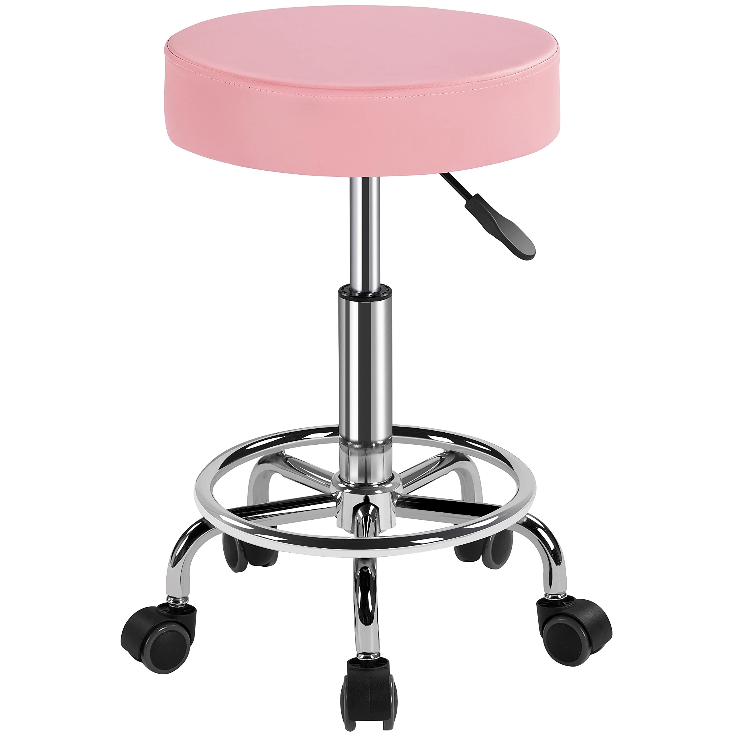 Silla De Salón Giratoria Ajustable Rolling Stool Yaheetech, Rosa - Venta Internacional.