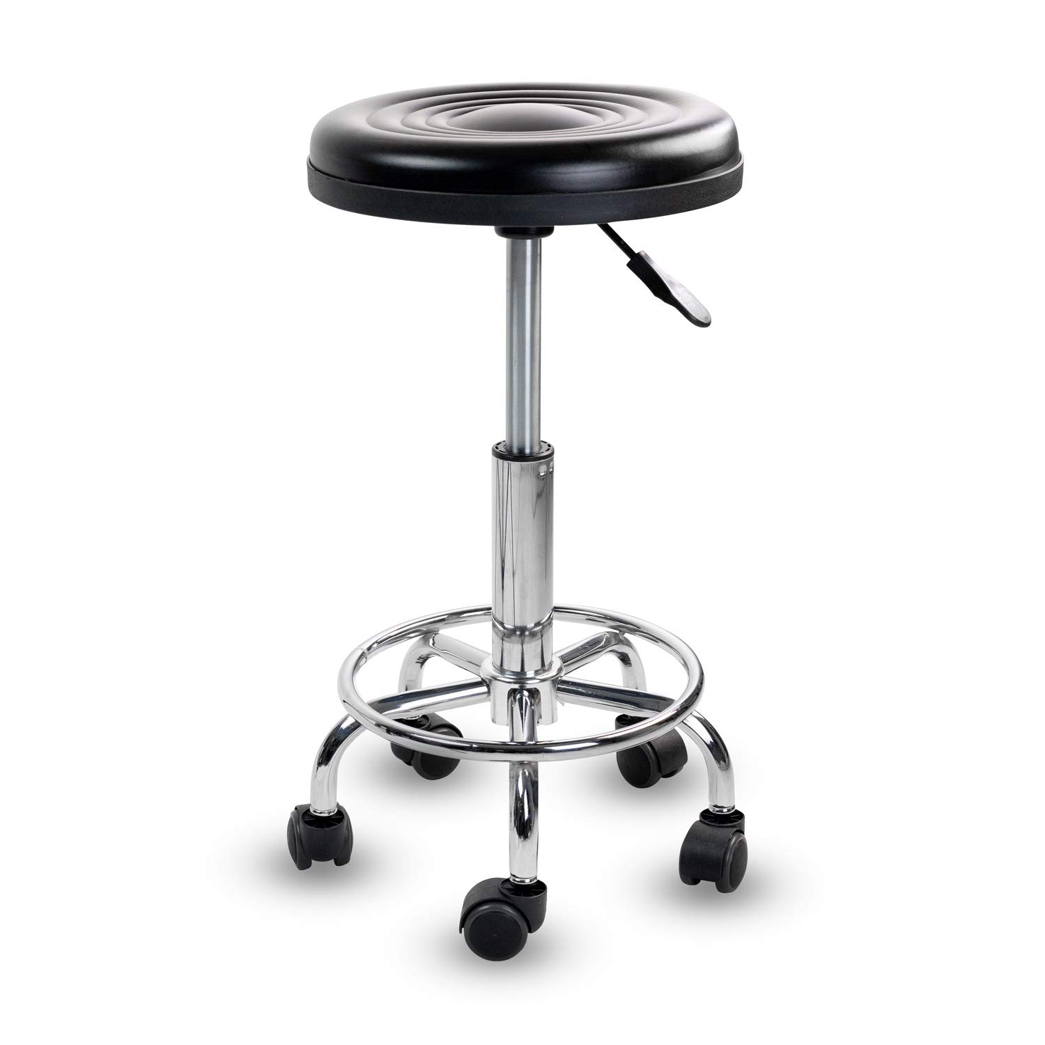 Foto 2 pulgar | Taburete Mount-it! Cojín De Piel Negro Ajustable Con Ruedas - Venta Internacional.