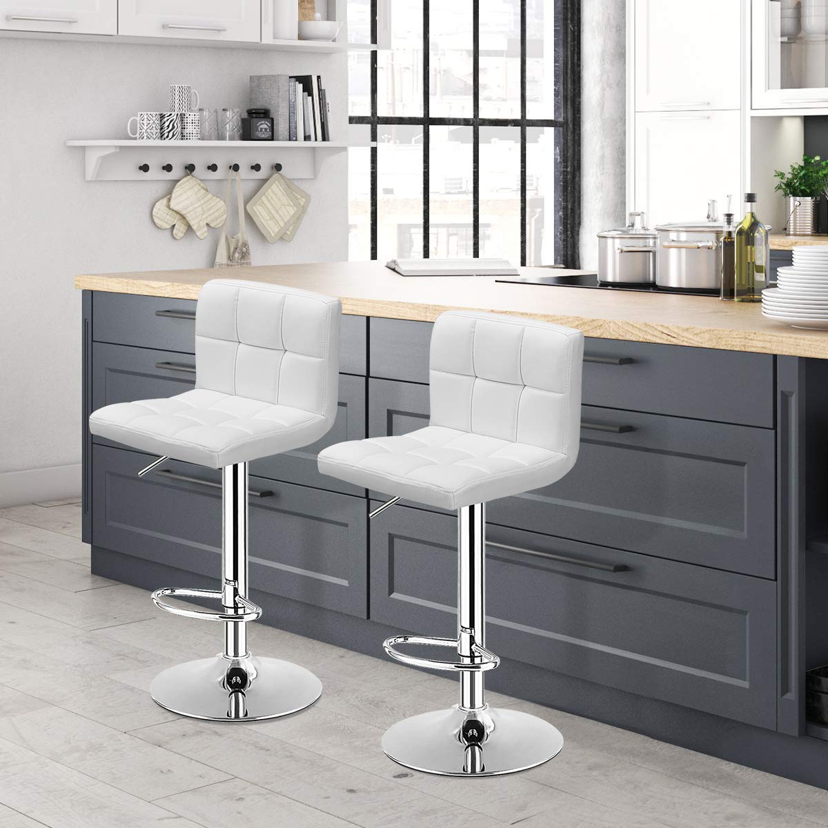 Foto 4 pulgar | Taburetes De Bar Costway, Modernos, Giratorios Y De Altura Ajustable, Paquete De 2 - Venta Internacional.