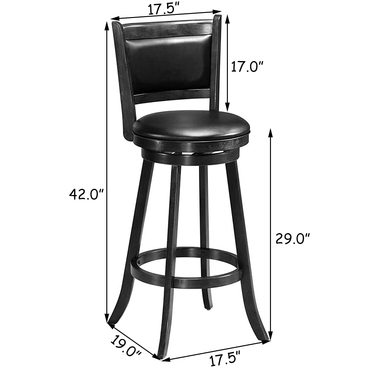 Foto 7 | Taburetes De Bar Costway Giratorios 360° De Madera Con Altura De Barra  Juego De 2 - Venta Internacional.