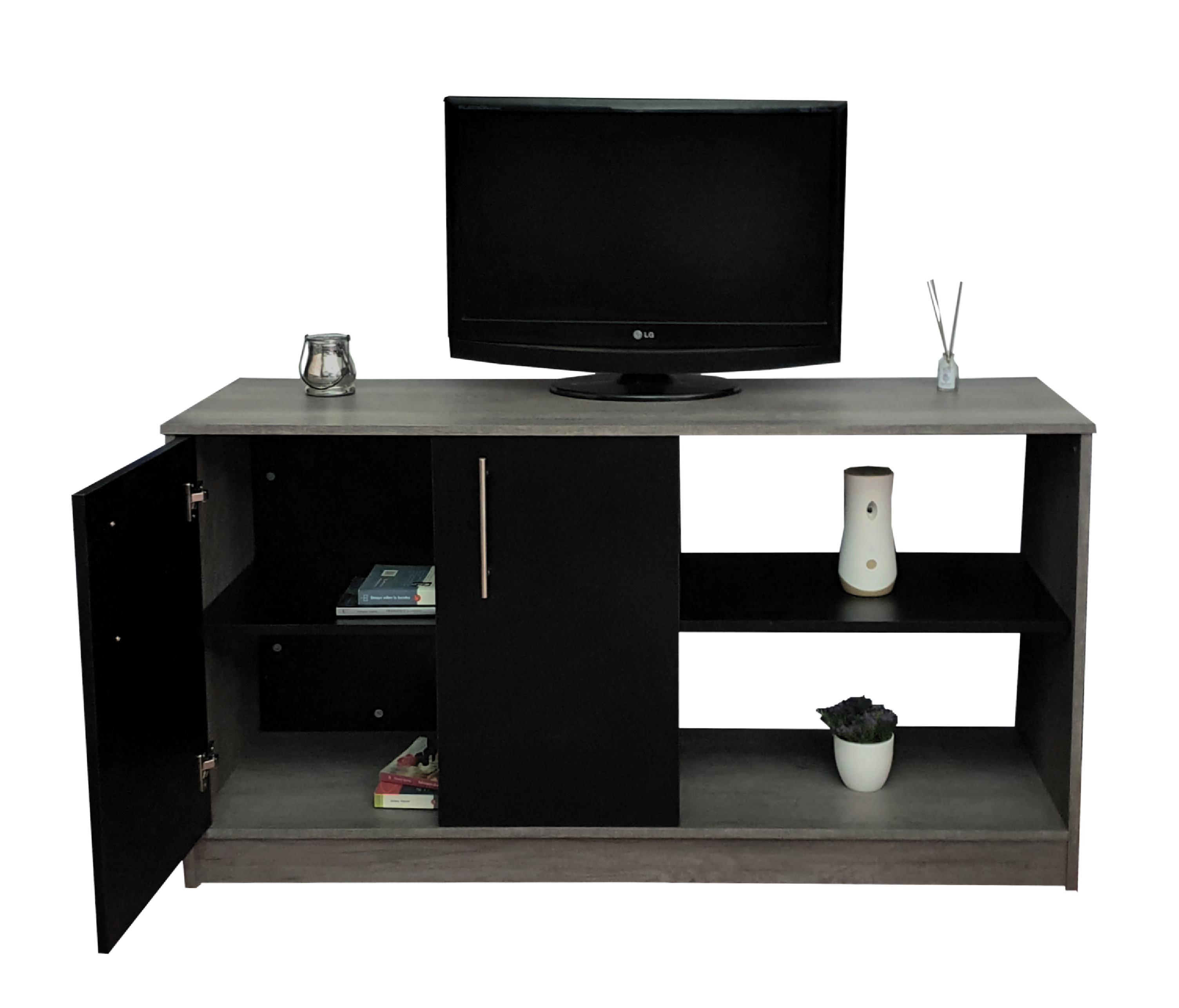 Foto 3 pulgar | Credenza Moderna Mueble para TV CRE-04-140X40 color Negro Minimalista de Lujo