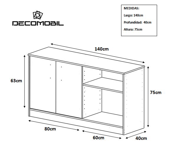 Foto 5 pulgar | Credenza Moderna Mueble para TV CRE-04-140X40 color Negro Minimalista de Lujo